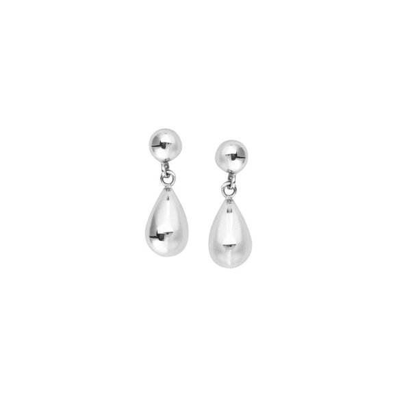 1/2ct Pear Shape Dangle Diamond Earrings 10K White Gold 10K White Gold Half Bead Dangle Tear Drop Earrings